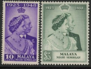 Malaya Negri Sembilan - 1948 Royal Silver Wedding SG.40-1 mounted mint