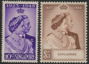 Singapore - 1948 Royal Silver Wedding. SG.31-2 mounted mint.