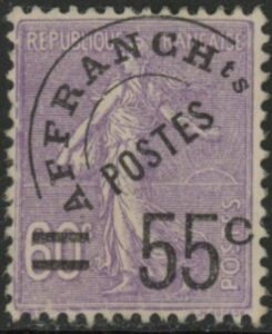 1926 France SG.443 55c on 60c violet . (pre cancel with gum) lightly mounted mint.
