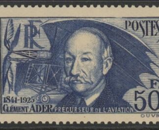 1938 France SG.612a  50f bright blue. Clément Ader 'Air Pioneer'  M/M