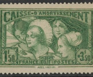 1931 France SG.493 1f.50 + 3f.50 green 'Sinking Fund'.   LM/M