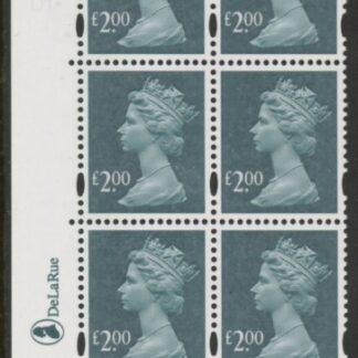 Y1747 (U491)  £2.00  2B  deep blue green.  DLR Cyl. 1 dot. blue fluor U/M (MNH)