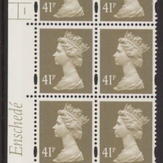 Y1712 (U389)  41p grey-brown  2B Enschede Cyl. 1 no dot . Perf RE2 Yellow fluor U/M (MNH)