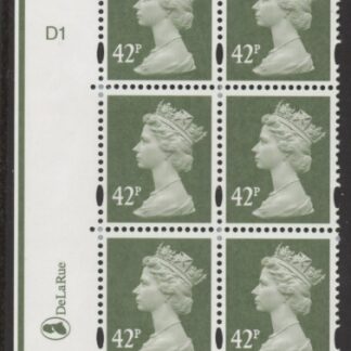Y1715 (U399)  42p deep olive-grey  2B  DLR.  Cyl. D1 no dot. blue fluor U/M (MNH)