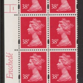 Y1706 (U371)  38p rosine 2B Enschede Cyl.1 no dot perf RE2 Yellow Fluor U/M (MNH)