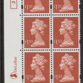 Y1800 (UC18)  DLR £1.50 red  Cyld. 3 dot (3)  U/M (MNH)