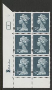 Y1801 (UC19) DLR £2.00 dull blue Cyld. 1 dot (1) U/M (MNH)