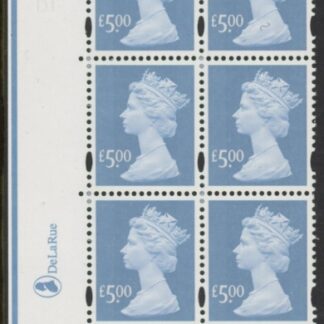 Y1749 (U493)  DLR £5.00 2B Azure  Cyld. D1 no dot  blue fluor U/M (MNH)