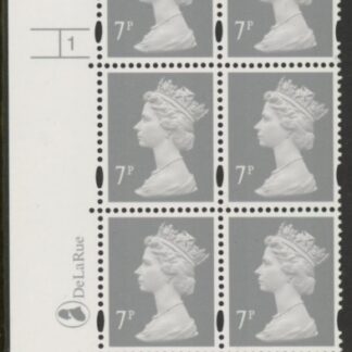 Y1672 (U157A)  7p grey 2B DLR Cyl.1 no dot phos 47 blue fluor PVA (bluish). U/M (MNH)
