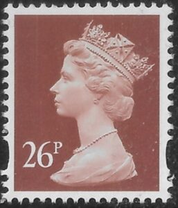 Y1691  26p 2B  red-brown blue fluor  Harrison  sheet stamp. U/M (MNH)