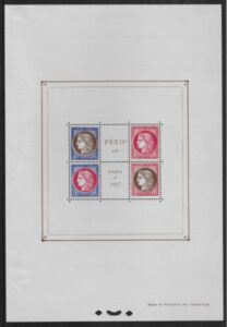 1937 France MS.581  'PEXIP PARIS' 1937 Int. Philatelic Exhibition mini sheet..  Mounted Mint