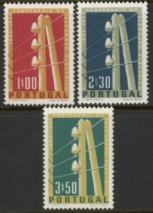 1955 Portugal SG.1131-3 Centenary of Electric Telegraph System. 3 values. U/M (MNH)
