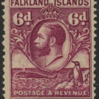 1929 Falkland Islands - SG.121 6d purple. U/M (MNH)