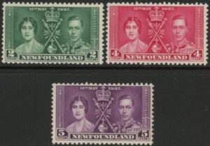 1937 Newfoundland SG.254-6 Coronation set 3 values U/M (MNH)
