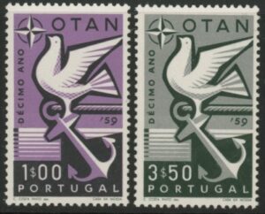1960 Portugal SG.1164-5 10th Anniv of Nato Set of 2 values U/M (MNH)