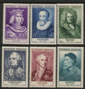 1955 France SG.1253-8 Relief Fund Portraits Set of 6 values U/M (MNH)