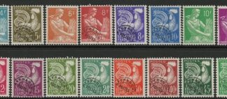 1954-9 France SG.1198-1201g Gaillic Cock Set of 16 values mounted mint