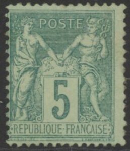 1876 France SG.229 5 5c bluish green mounted mint