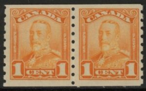 1928 Canada  SG. 286  1c orange imperf x perf 8 horizontal pair u/m (MNH)