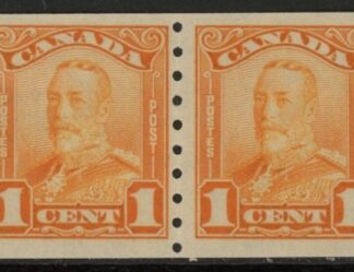 1928 Canada  SG. 286  1c orange imperf x perf 8 horizontal pair u/m (MNH)