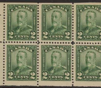 1928  Canada  SG.276a  2c green booklet pane of 6  U/M (MNH)