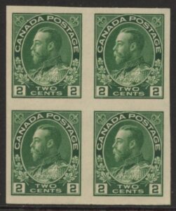 1924 Canada SG.260 2c deep green iblock of 4 U/M (MNH)
