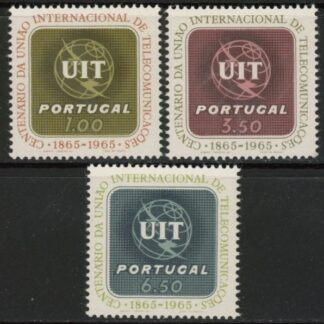1965 Portugal SG.1268-70 Centenary of I.T.U. Set of 3 values U/M (MNH)