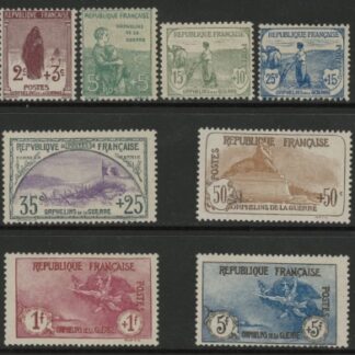 1917-9  France SG.370-7  War Orphans Fund set 8 values lightly mounted mint.with cert.