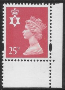 NI72  25p red  2B  blue  fluor. 9mm bands. ex DX18  Questa  U/M (MNH)