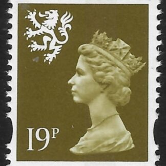 S81 19p CB  bistre  Litho Questa yellow fluor. U/M (MNH)