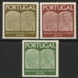 1967 Portugal SG.1332-4 Cent of Abolition of Death Penalty Set of 3 values U/M (MNH)