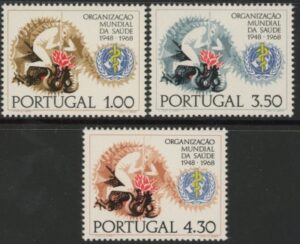 1968 Portugal SG.1343-5 20th Anniv of W.H.O. Set of 3 values U/M (MNH)