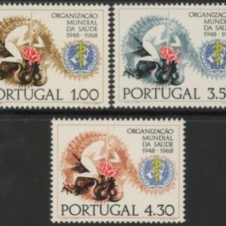 1968 Portugal SG.1343-5 20th Anniv of W.H.O. Set of 3 values U/M (MNH)