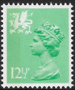 W37a  12½p  SB  light emerald green.Perf 15 x 14  Type 1 Questa  U/M (MNH)