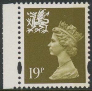W71  19p  RB bistre  ex DX17 yellow fluor Questa  U/M (MNH)