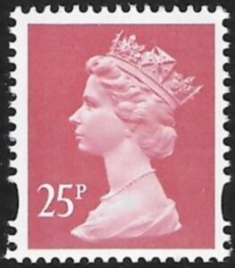 Y1690  25p  2B  rose red.  blue fluor ex FH38a FW7a Harrison  U/M (MNH)