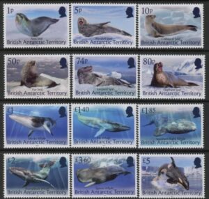 2024 British Antarctic SG.867-78 Whales & Seals Definitive Set of 12 values U/M (MNH)