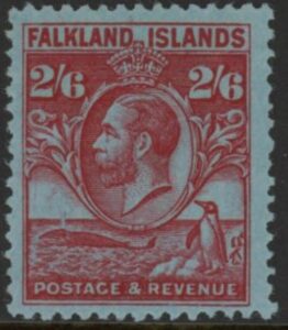 1929 Falkland Islands SG.123 - KGV 2/6d 'Whales & Penguins'  mounted mint.