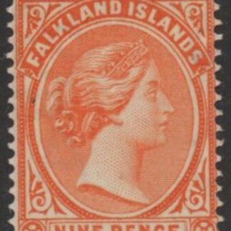 1896  Falkland Islands  SG.36 9d salmon. mounted mint.
