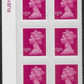U2933 £1 magenta 2B  M12L  Colour Tab 'RUBY'  SBP plain DLR  U/M (MNH)