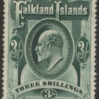 1904 Falkland Islands. SG.49 3s green. mounted mint.