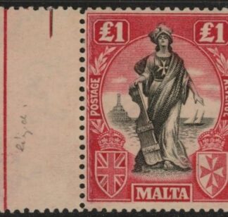 1922 Malta SG.139 £1 black & carmine-red. sideways wmk. U/M MNH
