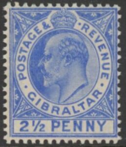 1907 Gibraltar SG.69 2½d ultramarine. U/M MNH