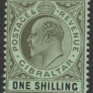 1910 Gibraltar SG.71  1s black/green. lightly mounted mint.