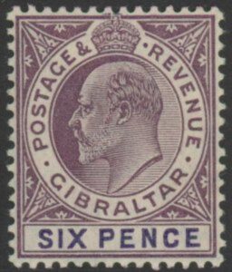 1906 Gibraltar SG.60 6d dull purple & violet. ord. paper. M/M