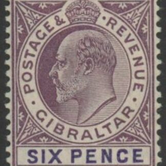 1906 Gibraltar SG.60  6d dull purple & violet. ord. paper. M/M