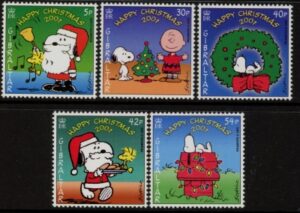 2001 Gibraltar SG.989-993 Christmas 'Peanuts' set 5 values. U/M (MNH)