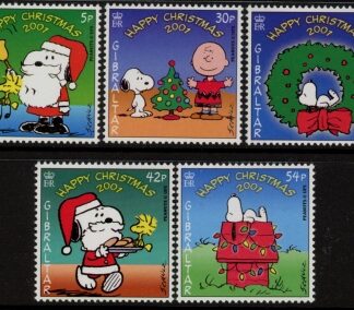 2001  Gibraltar  SG.989-993 Christmas 'Peanuts' set 5 values. U/M (MNH)