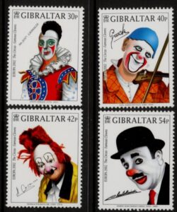 2002 Gibraltar SG.1002-5 Europa 'Clowns' set 4 values. U/M (MNH)