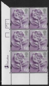 EN5 68p Tudor Rose 2B cyld.1 1 Dot Phos 49 DLR U/M (MNH)